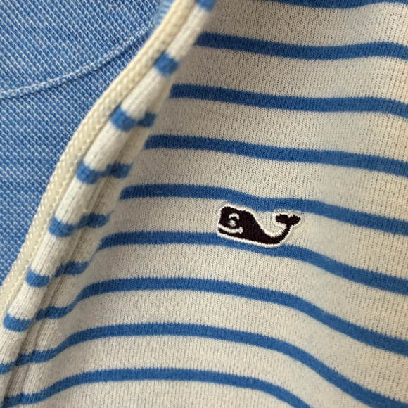 Vineyard Vines Light Blue White Striped Half-Zip Collar Sweatshirt Size 5 Unisex - Picture 3 of 6